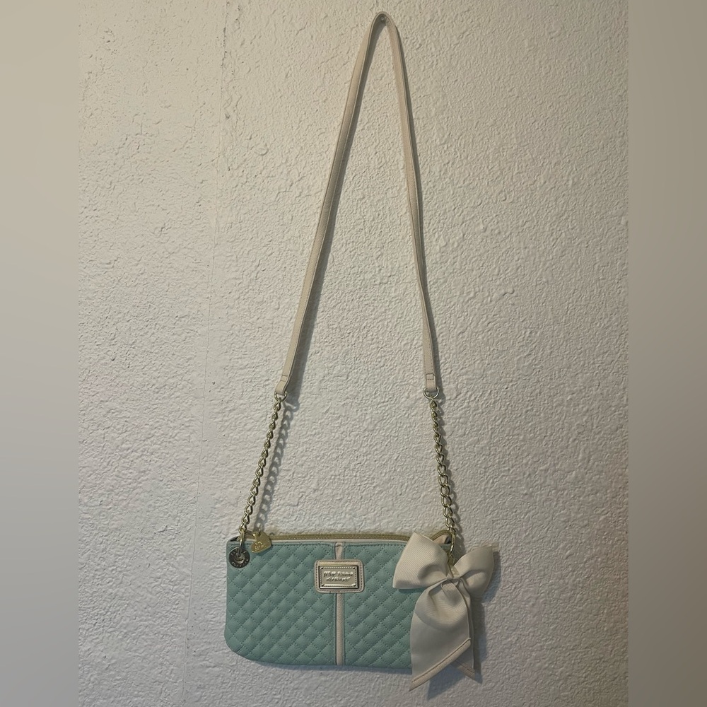 Betsey Johnson Mint Quilted Crossbody Bag with Bow